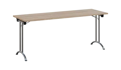 SLC 180 chrom skládací jednací stůl 1800x600, deska 25 mm, podnož chrom, deska dub bardolino